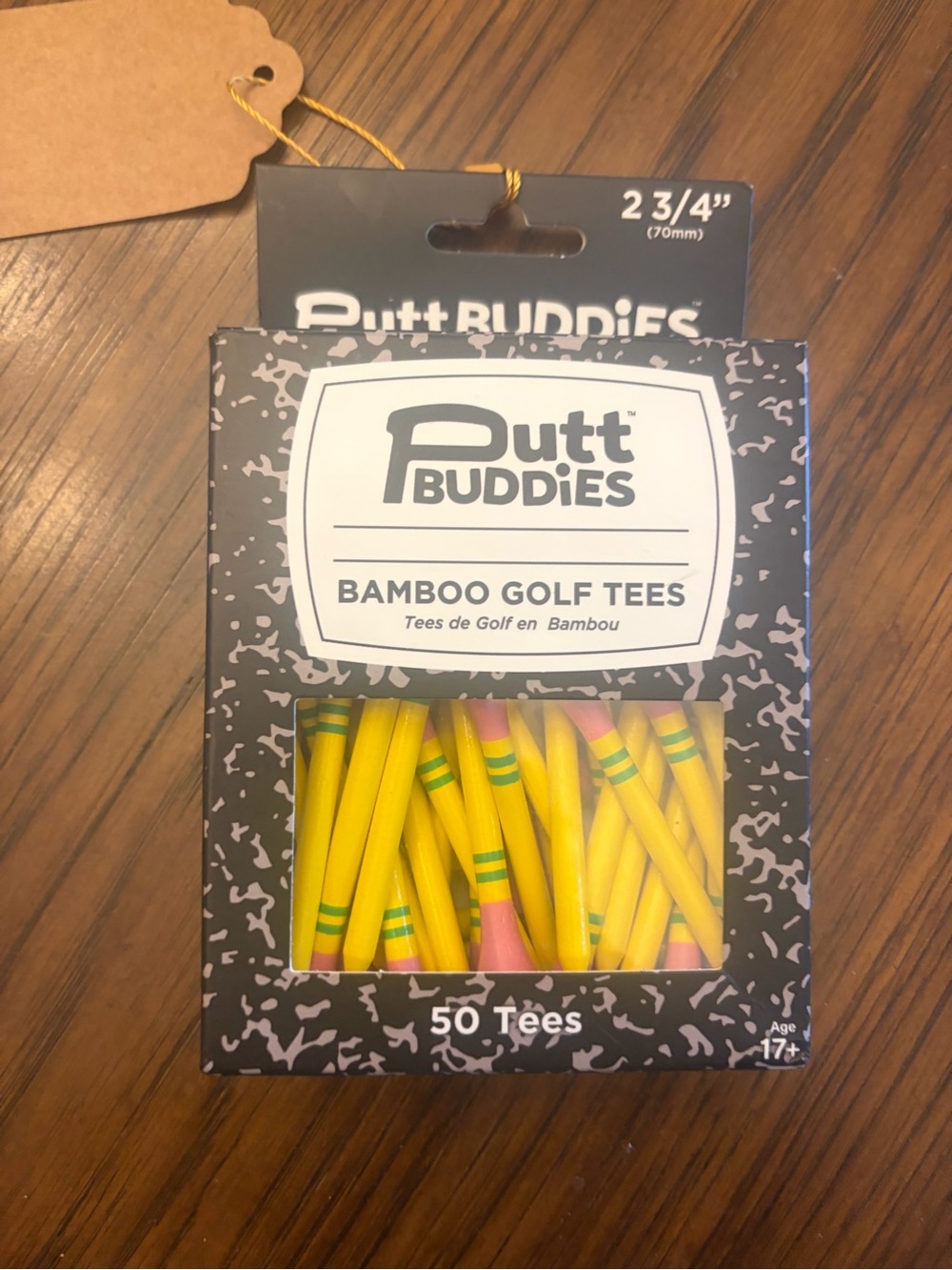 Putt Buddies Bamboo Golf Tees - #2 pencils Yellow with Green Stripes NIB Lim Ed.